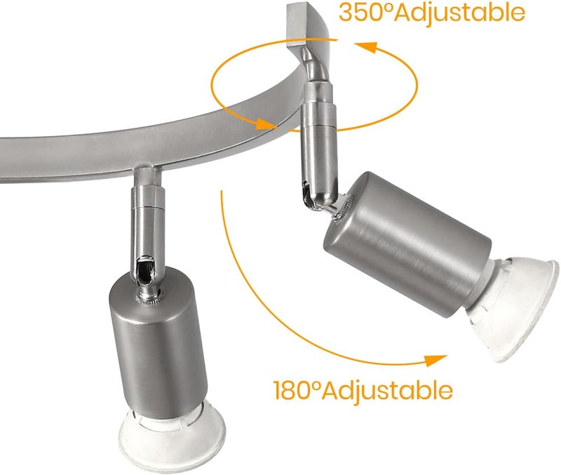SEEBLEN 6 Light Track Lighting Fixtures Ceiling, Flexibly Rotatable Light Heads, Nickel Semi Flush Mount Ceiling Light for Kitchen Dining Room Living Room.Gu10 Bulb Base. - Image 5